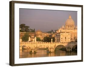 Basilica San Pietro and Ponte Sant Angelo, The Vatican, Rome, Italy-Walter Bibikow-Framed Photographic Print