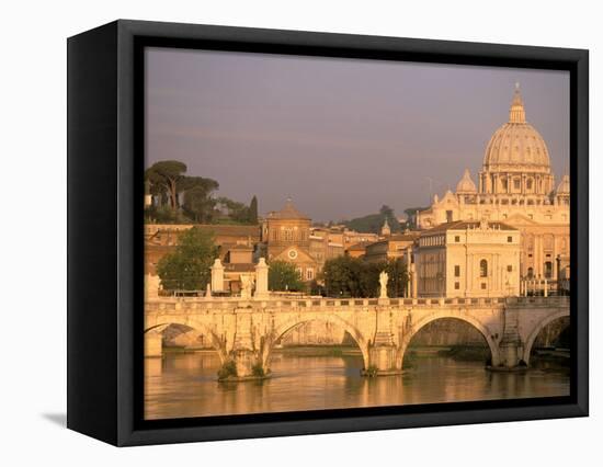 Basilica San Pietro and Ponte Sant Angelo, The Vatican, Rome, Italy-Walter Bibikow-Framed Stretched Canvas