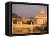 Basilica San Pietro and Ponte Sant Angelo, The Vatican, Rome, Italy-Walter Bibikow-Framed Stretched Canvas