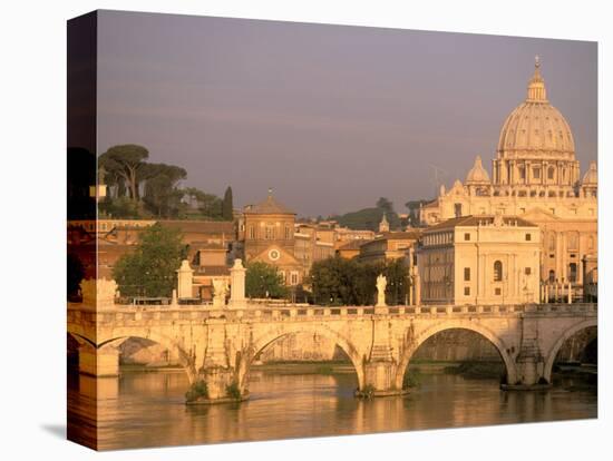 Basilica San Pietro and Ponte Sant Angelo, The Vatican, Rome, Italy-Walter Bibikow-Stretched Canvas