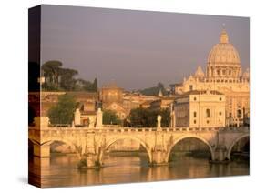 Basilica San Pietro and Ponte Sant Angelo, The Vatican, Rome, Italy-Walter Bibikow-Stretched Canvas