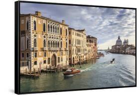 Basilica Santa Maria della Salute, from Accademia bridge, in winter morning sun, Venice, UNESCO Wor-Eleanor Scriven-Framed Stretched Canvas