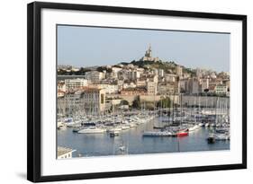 Basilique Notre-Dame De La Garde, Old Port of Marseille Harbour (Vieux Port), Marseille-Chris Hepburn-Framed Photographic Print