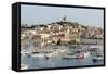 Basilique Notre-Dame De La Garde, Old Port of Marseille Harbour (Vieux Port), Marseille-Chris Hepburn-Framed Stretched Canvas