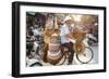 Basket and Hat Seller on Bicycle, Hanoi, Vietnam-Peter Adams-Framed Photographic Print