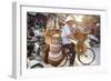 Basket and Hat Seller on Bicycle, Hanoi, Vietnam-Peter Adams-Framed Photographic Print