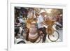 Basket and Hat Seller on Bicycle, Hanoi, Vietnam-Peter Adams-Framed Photographic Print