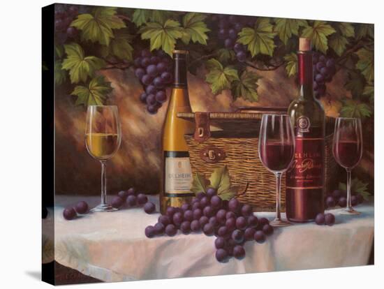 Basket, Bottles & Grapes-Unknown Chiu-Stretched Canvas