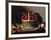 Basket of Blackberries and Raspberries (Oil on Canvas)-Louise Moillon-Framed Giclee Print