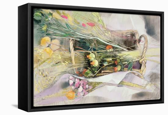 Basket of Dried Flowers-Claire Spencer-Framed Stretched Canvas