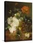 Basket of Flowers. (Undated)-Jan van Huysum-Stretched Canvas
