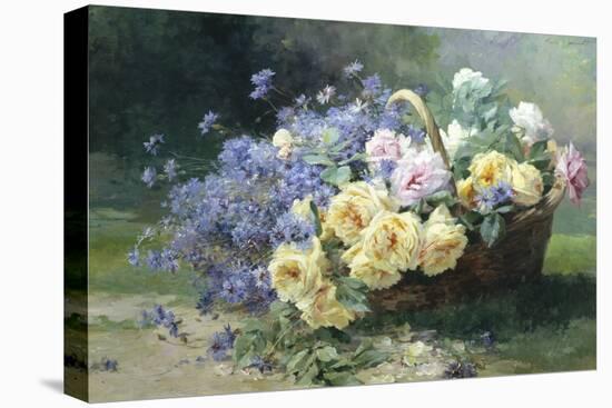 Basket of Flowers-Albert Tibulle de Furcy Lavault-Stretched Canvas