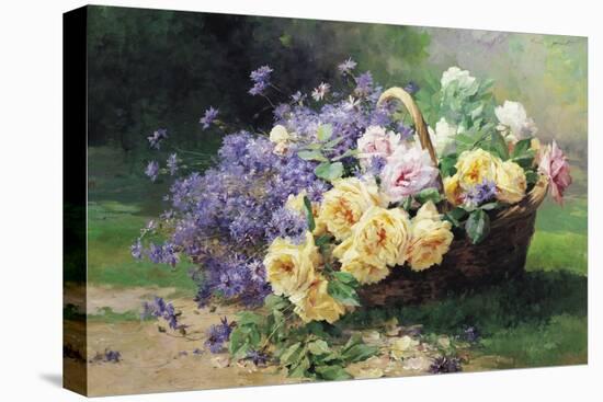 Basket of Flowers-Albert Tibule Furcy de Lavault-Stretched Canvas