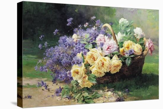 Basket of Flowers-Albert Tibule Furcy de Lavault-Stretched Canvas