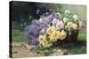 Basket of Flowers-Albert Tibule Furcy de Lavault-Stretched Canvas