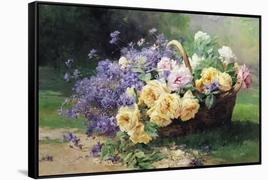 Basket of Flowers-Albert Tibule Furcy de Lavault-Framed Stretched Canvas