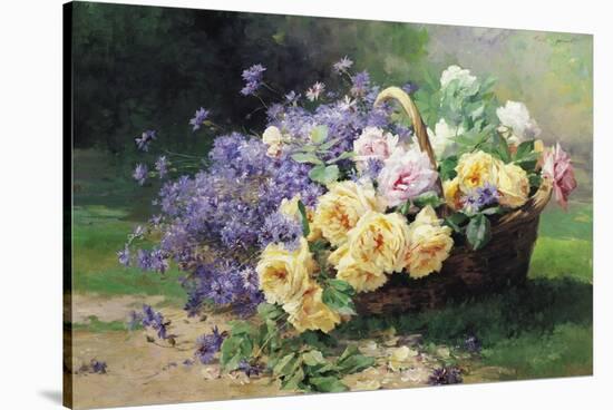 Basket of Flowers-Albert Tibule Furcy de Lavault-Stretched Canvas