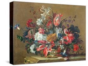 Basket of Flowers-Jean-Baptiste Monnoyer-Stretched Canvas