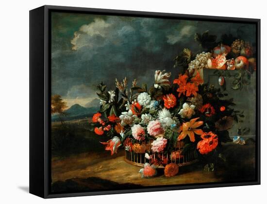 Basket of Flowers-Jean-Baptiste Monnoyer-Framed Stretched Canvas