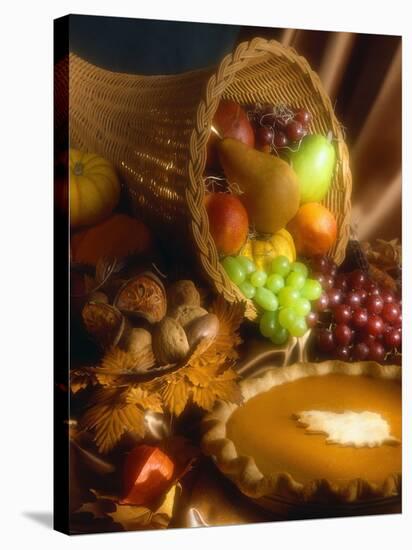 Basket of Fruit and Pumpkin Pie-Tracey Thompson-Stretched Canvas