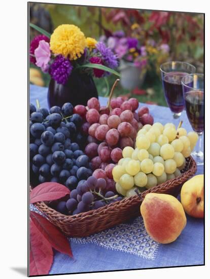 Basket of Grapes with Pears in Foreground-Vladimir Shulevsky-Mounted Photographic Print