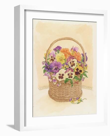 Basket of Pansies, 1998-Linda Benton-Framed Giclee Print