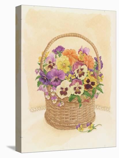 Basket of Pansies, 1998-Linda Benton-Stretched Canvas