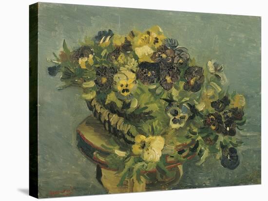 Basket of Pansies on a Small Table, 1887-Vincent van Gogh-Stretched Canvas