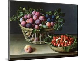 Basket of Plums and Basket of Strawberries, 1632-Louise Moillon-Mounted Giclee Print