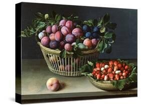 Basket of Plums and Basket of Strawberries, 1632-Louise Moillon-Stretched Canvas