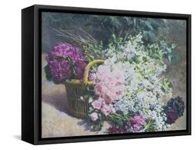 Basket of Romantic Flowers-Pierre Bourgogne-Framed Stretched Canvas