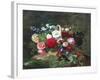 Basket of Roses, Dahlias and Morning Glory with Honeysuckle-Johan Laurentz Jensen-Framed Giclee Print