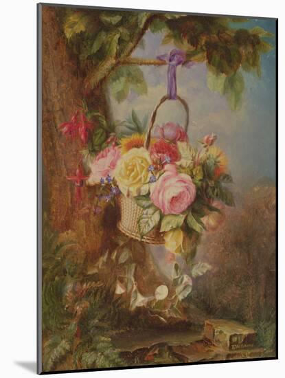 Basket of Roses with Fuschia, 19Th Century-Edward Charles Williams-Mounted Giclee Print