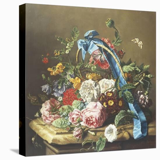 Basket of Summer Flowers-Elie Robin-Stretched Canvas