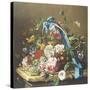 Basket of Summer Flowers-Elie Robin-Stretched Canvas