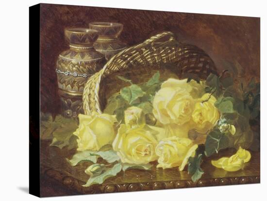 Basket of Yellow Roses-Eloise Harriet Stannard-Stretched Canvas