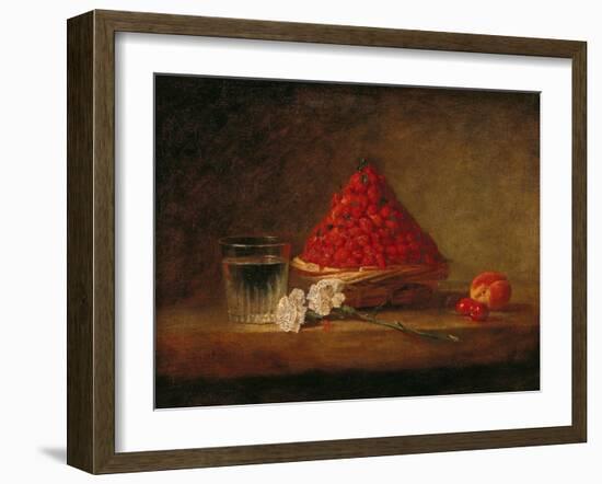 Basket with Wild Strawberries, circa 1761-Jean-Baptiste Simeon Chardin-Framed Giclee Print