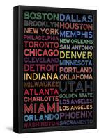 Basketball Cities - Colorful-null-Framed Poster