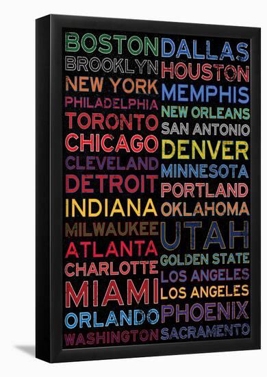 Basketball Cities - Colorful-null-Framed Poster