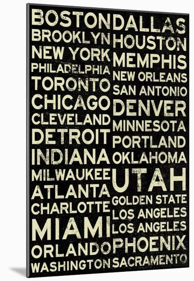 Basketball Cities - Vintage-null-Mounted Poster
