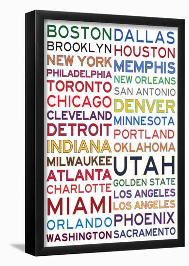 Basketball Cities - White-null-Framed Poster