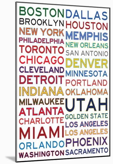 Basketball Cities - White-null-Mounted Poster