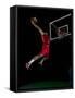 Basketball Game Sport Player in Action Isolated on Black Background-.shock-Framed Stretched Canvas