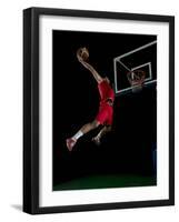 Basketball Game Sport Player in Action Isolated on Black Background-.shock-Framed Photographic Print