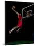 Basketball Game Sport Player in Action Isolated on Black Background-.shock-Mounted Photographic Print