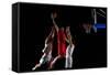 Basketball Game Sport Player in Action Isolated on Black Background-dotshock-Framed Stretched Canvas