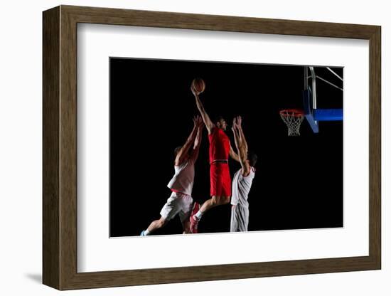 Basketball Game Sport Player in Action Isolated on Black Background-dotshock-Framed Photographic Print