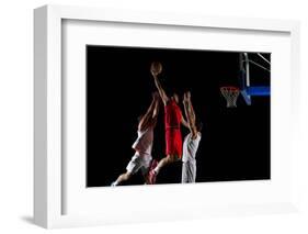 Basketball Game Sport Player in Action Isolated on Black Background-dotshock-Framed Photographic Print