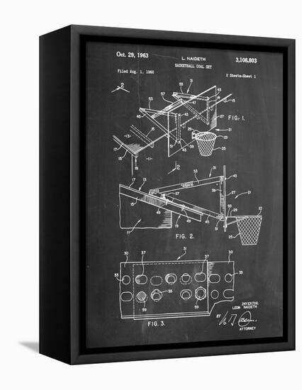 Basketball Goal With Backboard Patent 1960-null-Framed Stretched Canvas