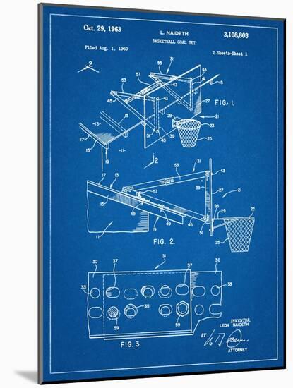 Basketball Goal With Backboard Patent 1960-null-Mounted Art Print